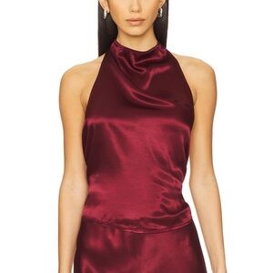 Enza Costa satin halter in Ruby